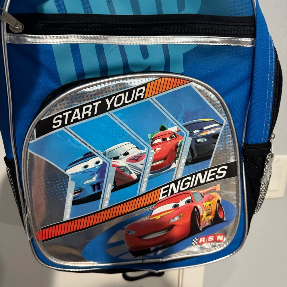Disney Cars Blue and Silver Backpack